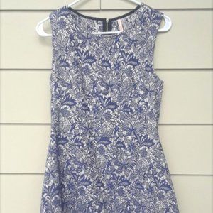 Poema Navy Floral Lace Fit and Flare Sleeveless Dress Size Medium